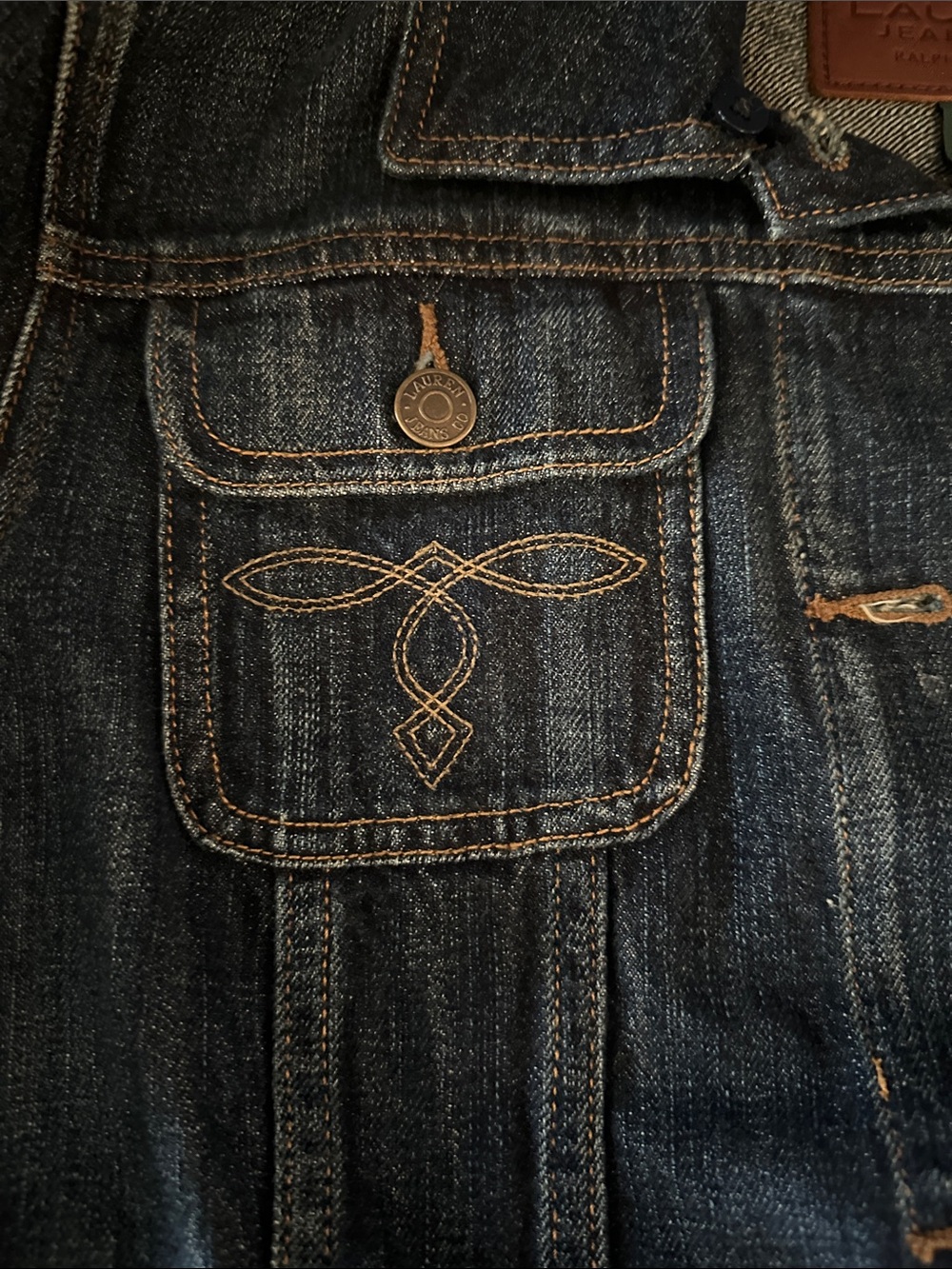 Ralph Lauren Dark Blue Denim Jean Jacket with Embroidered Pockets - Picture 4 of 5